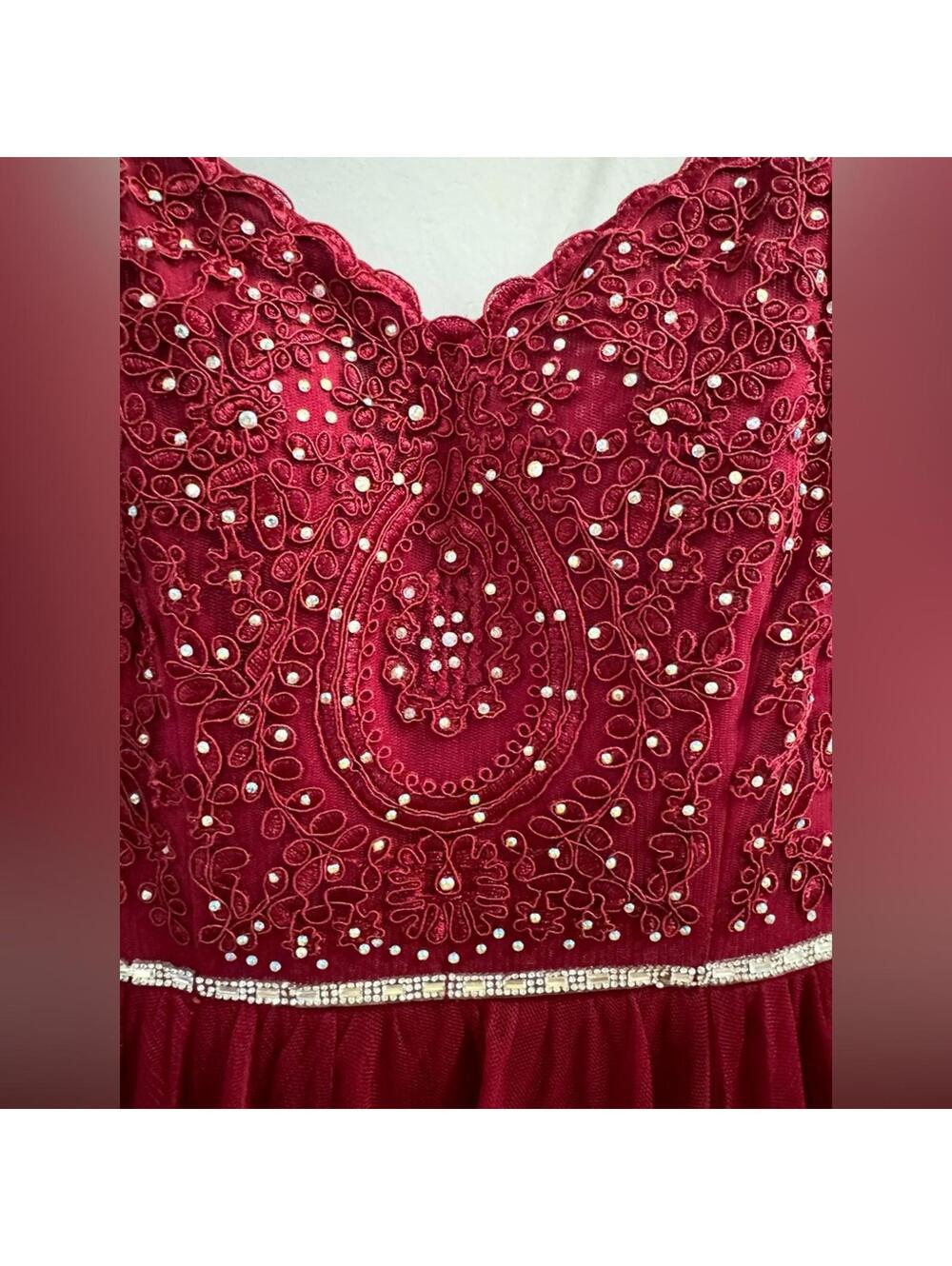 NWT Jodi Kristopher Red Embellished Prom Dress 7 - Picture 5 of 8